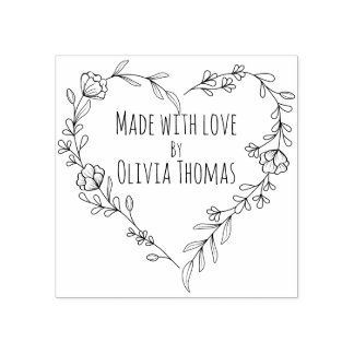 Gepersonaliseerde bloemenkrans 'Made with Love' Rubberstempel