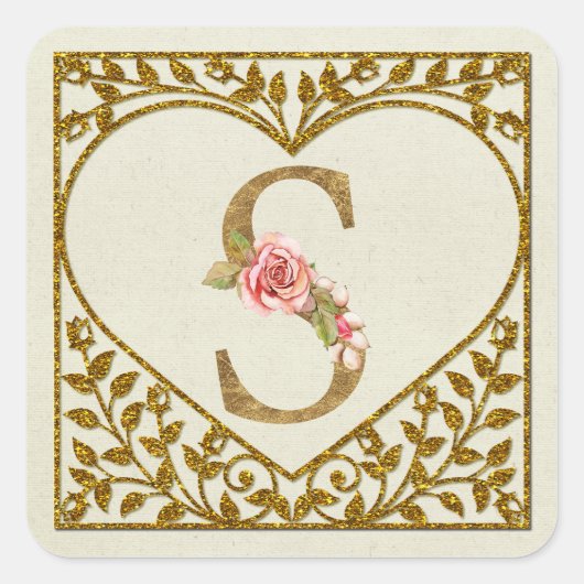 Gepersonaliseerde bloemenmonogram Sticker (Voorkant)