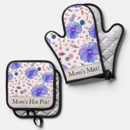 Gepersonaliseerde Bloemenoven Mitt & Pot Houder Se Ovenwant & Pannenlap Set