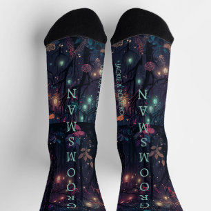 Gepersonaliseerde Bloemenspray Fantasy Art Groomsm Sokken