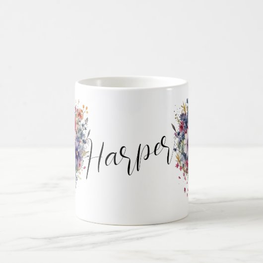 Gepersonaliseerde bloemige mok met een naam en blo (Center)