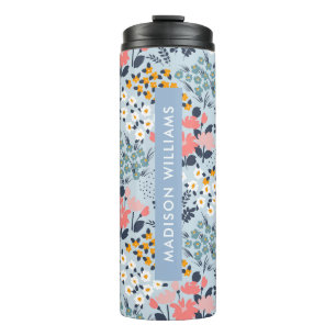 Gepersonaliseerde bloemmok met naam thermosbeker