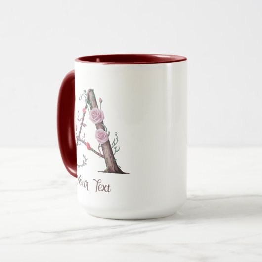 Gepersonaliseerde Bloemmonogram A met Rozen & Scho Mok (Voorkant links)