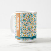 Gepersonaliseerde Bloemmonogram & Naam Koffiemok (Voorkant links)