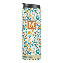 Gepersonaliseerde Bloemmonogram Thermische Tumbler Thermosbeker