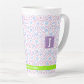 Gepersonaliseerde bloemnaam & monogram latte mok (Rechterhoek)
