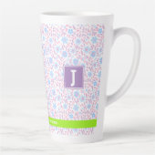 Gepersonaliseerde bloemnaam & monogram latte mok (Rechts)
