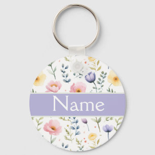 Gepersonaliseerde bloemnaam sleutelhanger