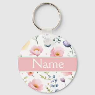Gepersonaliseerde bloemnaam sleutelhanger