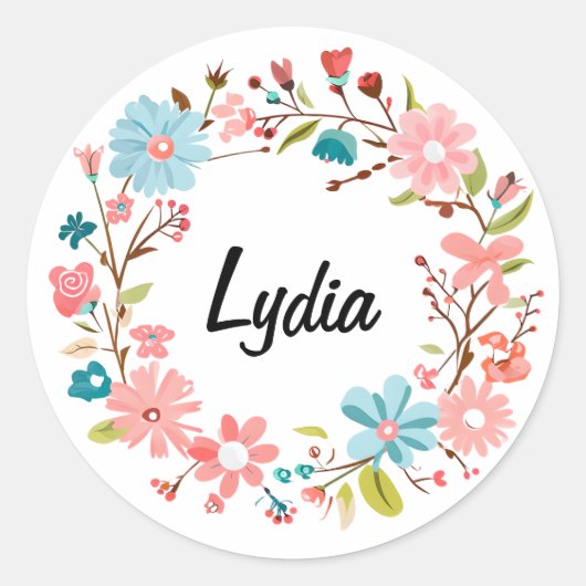 Gepersonaliseerde Bloemnaam Sticker – Custom Gift (Voorkant)