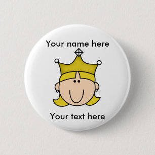 GEPERSONALISEERDE BLONDE PRINSES RONDE BUTTON 5,7 CM