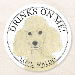 Gepersonaliseerde Blonde Tan Golden Poedel Hond br Ronde Kartonnen Onderzetter