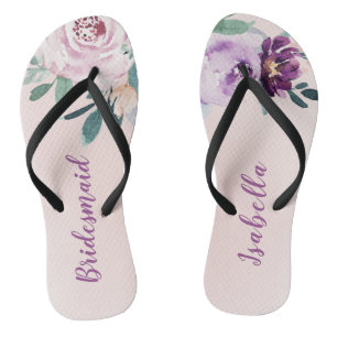 Gepersonaliseerde Blooming botanische paarse bruid Teenslippers