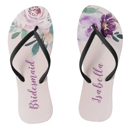 Gepersonaliseerde Blooming botanische paarse bruid Teenslippers (Voetbed)