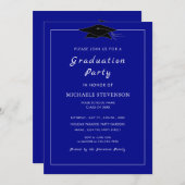 Gepersonaliseerde Blue Afstuderen Invitation Sjabl (Voorkant / Achterkant)