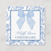 Gepersonaliseerde Blue and White Classic Waterverf Informatiekaartje (Voorkant)