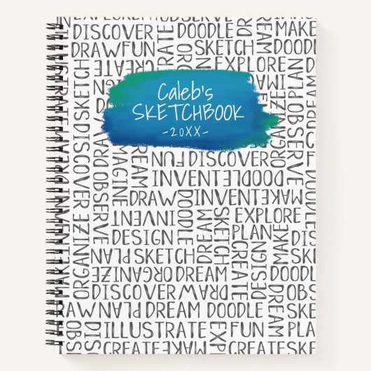 Gepersonaliseerde Blue Artist Sketchbook Notitiebo Notitieboek (Voorkant)