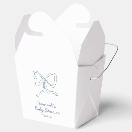 Gepersonaliseerde Blue Bow Coquette Lint Baby show Bedankdoosjes (Geopend)