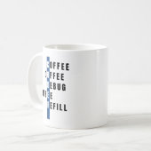 Gepersonaliseerde Blue Coffee Debug Refill Coder Koffiemok (Voorkant links)