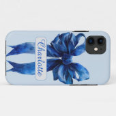 Gepersonaliseerde Blue Coquette Bow iPhone Case (Achterkant (horizontaal))