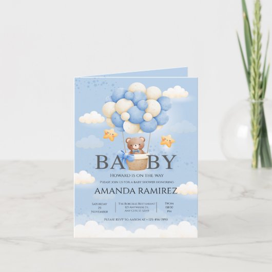 Gepersonaliseerde Blue & Cream Elephant Baby showe (Voorkant)