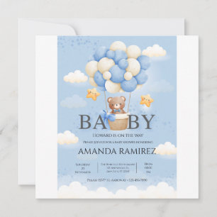Gepersonaliseerde Blue & Cream Elephant Baby showe Save The Date