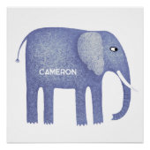 Gepersonaliseerde Blue Elephant Waterverf Perfect Poster (Voorkant)