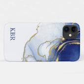Gepersonaliseerde Blue en Gold Glitter Case-Mate iPhone Case (Achterkant (horizontaal))