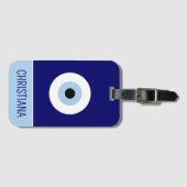 Gepersonaliseerde Blue Evil Eye Protection Symbool Bagagelabel (Voorkant (horizontaal))