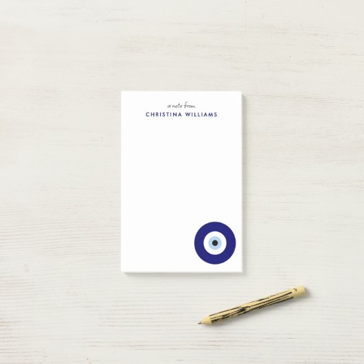 Gepersonaliseerde Blue Evil Eye Protection Symbool Post-it® Notes (Op bureau)
