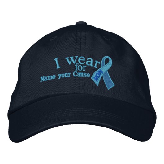 Gepersonaliseerde Blue Hope Ribbon Awareness Jouw  Geborduurde Pet (Voorkant)