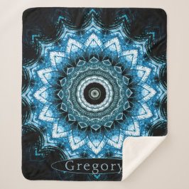 Gepersonaliseerde Blue Hosta Mandala Sherpa Deken