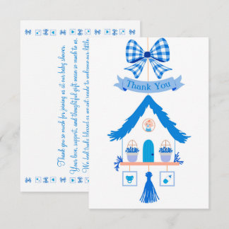 Gepersonaliseerde Blue House Dank u Baby shower Bedankkaart