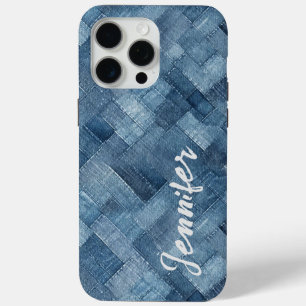 Gepersonaliseerde Blue Jean Denim iPhone / iPad ca 15 Pro Max Hoesje