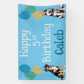 Gepersonaliseerde Blue Puppy Dog Verjaardag Paw-ty Spandoek (Verticaal)
