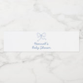 Gepersonaliseerde Blue Ribbon Coquette Bow Baby sh Waterfles Etiket (Enkel label)