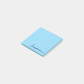 Gepersonaliseerde Blue Script Post it Sticky Notes (Schuin)
