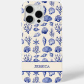 Gepersonaliseerde Blue Seashell Coastal Ocean Beac Case-Mate iPhone Case (Achterkant)