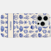 Gepersonaliseerde Blue Seashell Coastal Ocean Beac Case-Mate iPhone Case (Achterkant (horizontaal))