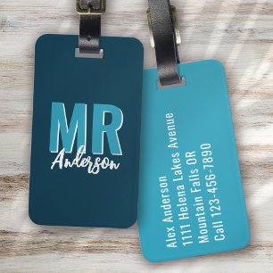 Gepersonaliseerde Blue Shadow Mr. Husband Bagagelabel