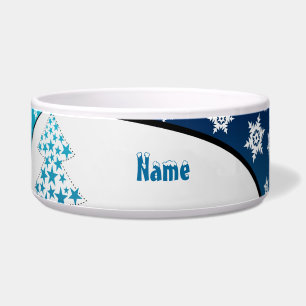 Gepersonaliseerde Blue Snowflake Pet Bowl Voerbakje