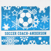 Gepersonaliseerde Blue Snowflakes Voetbal coach Na Fleece Deken (Voorkant (Horizontaal))