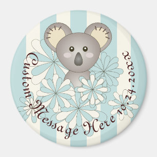 Gepersonaliseerde Blue Stripe Baby Koala Party Fav Magneet