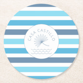 Gepersonaliseerde Blue Stripe Paper Onderzetter