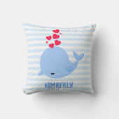 Gepersonaliseerde Blue Stripe Whale Kussen (Voorkant)