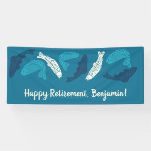 Gepersonaliseerde Blue Trout Fish Pensioen Partij Spandoek