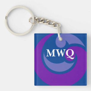 Gepersonaliseerde Blue Wave Monogram Acryl Sleutel Sleutelhanger