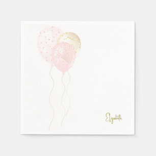 Gepersonaliseerde Blush Gold Balloons Baby shower Servet