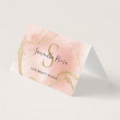 Gepersonaliseerde Blush Marble Kaart met Gouden Gl (Voorkant)