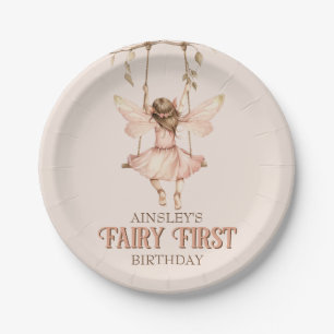 Gepersonaliseerde Blush Pink Fairy Eerste 1e verja Papieren Bordje